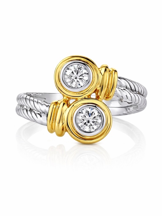 Jewelry - Twisted Silver & Gold Crystal Ring